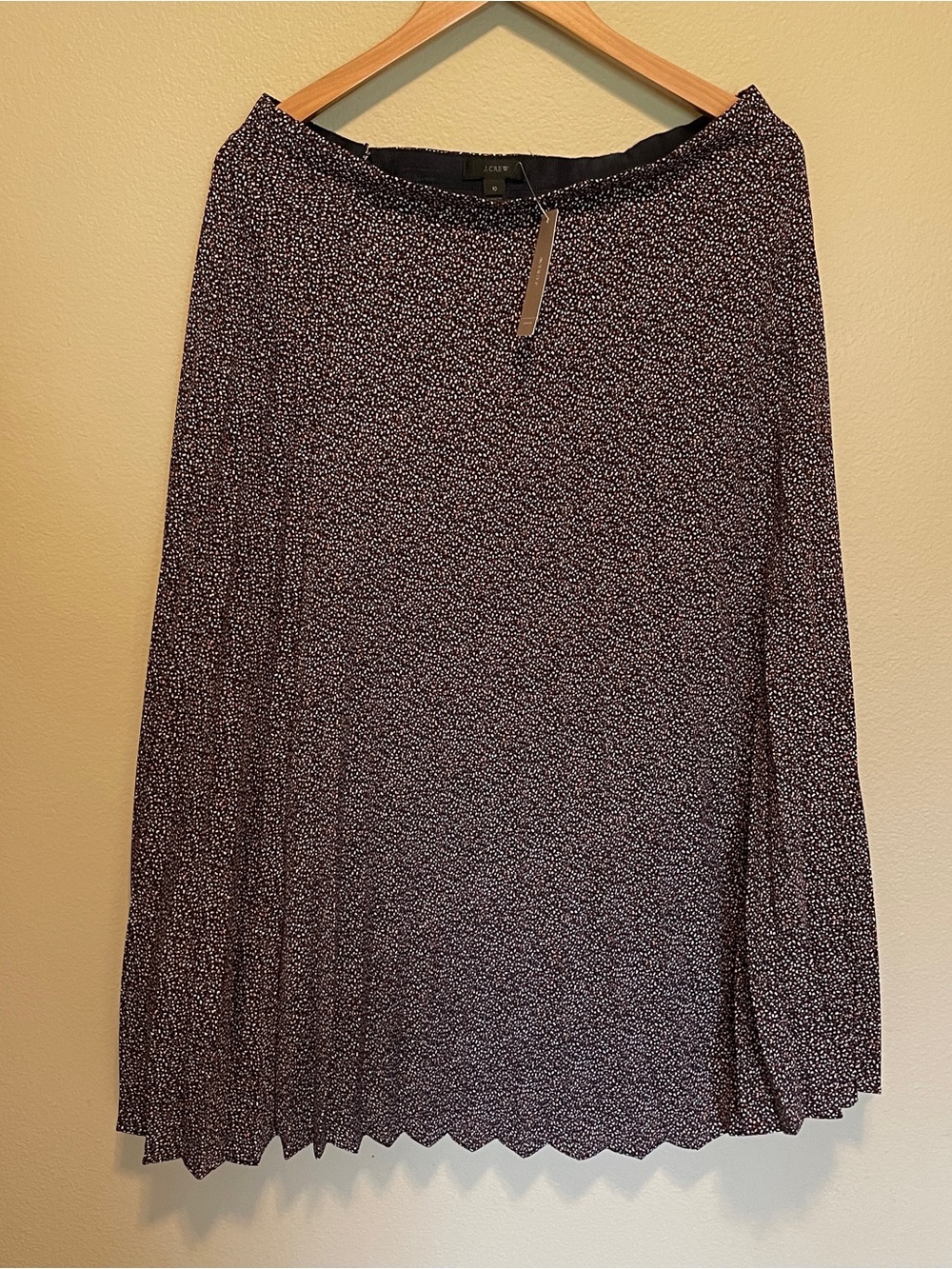 J. Crew Navy Midi Skirt with Coral and White Speckle Print